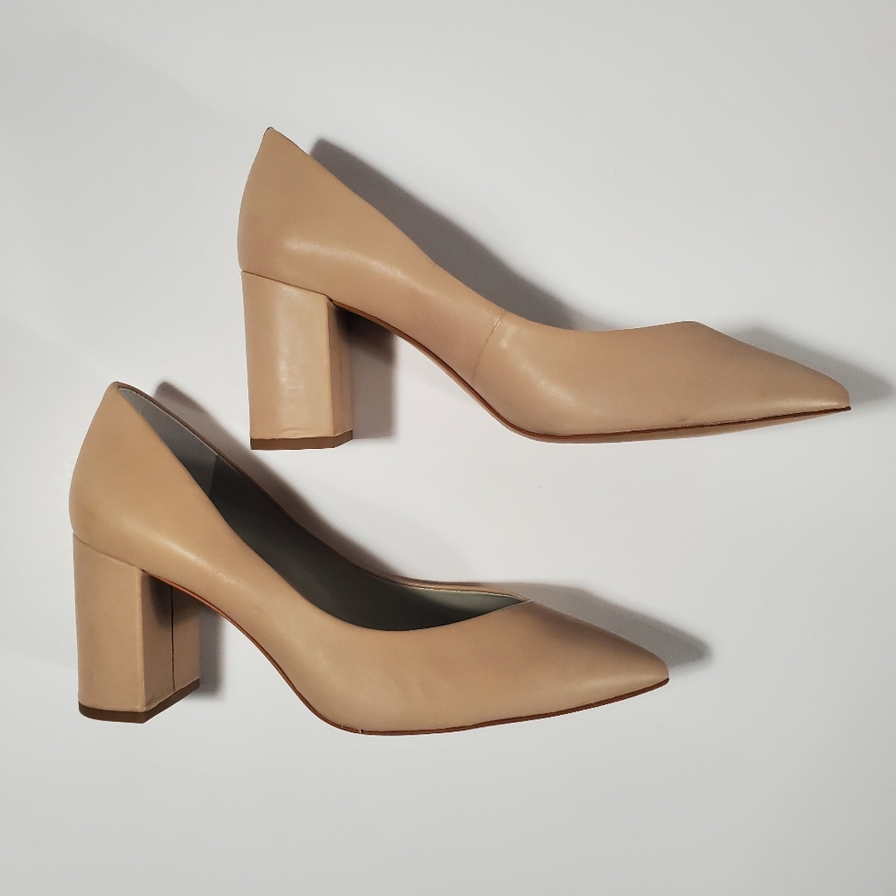 1.State Saffy Pump Block Heel Beige 9.5 Wide